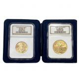 [2]2000 1/2oz Gold $25&1oz Gold $50 AM Eagle Set
