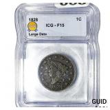 1828 Coronet Head Large Cent ICG F15