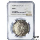 1936 Sliver $1 Canada NGC MS62