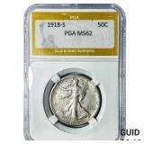 1918-S Walking Liberty Half Dollar PGA MS62