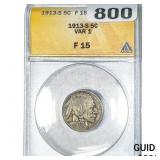 1913-S Buffalo Nickel ANACS F15 Var 1