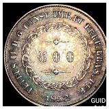 1852 Brazil Silver 500 Reis CHOICE AU