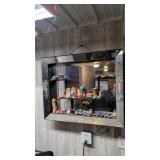 MIRRORED WALL SHELF WITH CONTENTS 33' X 27'