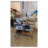 METAL ROLLING SHELF WITH CONTENTS 46' TALL X 40'
