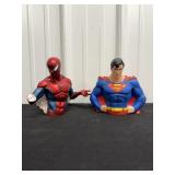 Spider-Man & Superman Banks (one damaged)
