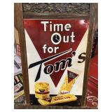 Tom's Time Out for Tom's Snacks Metal Sign