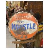 Vintage RARE WHISTLE Orange Soda Bottle Cap Sign