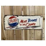 Vintage Rare Pepsi More Bounce Metal Sign 48'