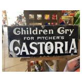 Vintage 1890's Pitcher's Castoria Porcelain Sign