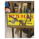 Vintage Redman Chewing Tobacco Porcelain Sign-Y/G