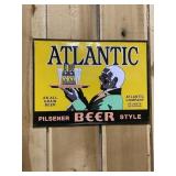 RARE Vintage Atlantic Beer Embossed Metal Sign
