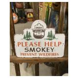 Smokey The Bear Embossed Metal Sign