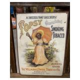 Rare TOPSY Smoking Tobacco Embossed Metal Sign