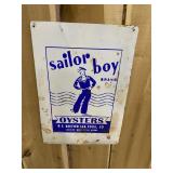 Sailor Boy Oysters Painted Metal Sign