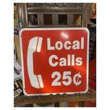 Vintage RED Local Calls Double Sided Phone Sign