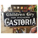 Vintage 1890's Pitcher's Castoria Porcelain Sign