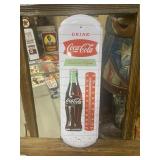 Coca-Cola Bottle Metal Thermometer Sign-Pause & Re
