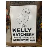 Kelly Hatchery Iowa Chicks Painted Metal Sign
