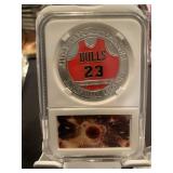 Jordan BULLS 23 Jersey Silver Coin-White Slab