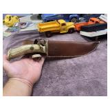 Large Bowie Knife Crown Stag Handle Buffalo Nickel