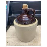 Vintage Primitive Stoneware Salt Crock Brown Top
