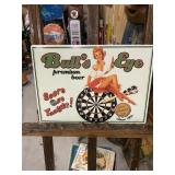 Bulls Eye Premium Beer Girl on Dart Board Sign