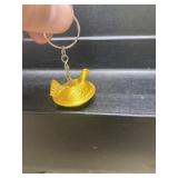 Hen on A Nest Mini Gold Keychain