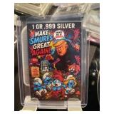 SMURFS Donald Trump As Gargamel Silver Bar Card