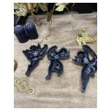 Vintage Brass Home Decor Lot Cherubs, Ski Pic, Etc