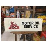 LION Motor Oil Service Painted Metal Sign GAS OIL