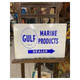 GULF Marine Products Painted Metal Sign GAS OIL
