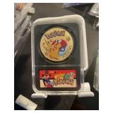 Pokemon Pikachu Gold Coin in Black Slab