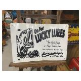 Lucky Lures Painted Metal Fishing Sign