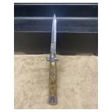 GOLD Embossed Writing Switchblade Knife