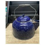 Vintage Blue Granite Ware Teapot
