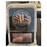 9--1-11 Twin Towers Tribute Gold Coin Black Slab