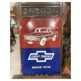 Chevy Trucks Painted Metal Sign GAS OIL AUTO