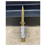 Pearl Type Handle GOLD Switchblade Knife