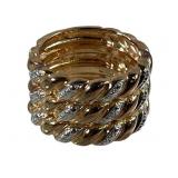 Gold Over Sterling Diamond 3 Band Ladies Ring