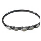 Sterling Silver Opal Hinged Cuff ladies Bracelet
