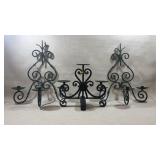 Forged Iron 3 Arm Table Candelabra, 2 Large