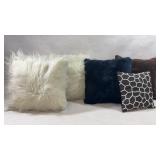 Set of 3 FUR/LONG HAIR - PLUSH THROW PILLOW