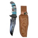 Fine Inlayed Turquoise Zuni Style Hunting Knife