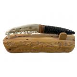 Vintage Coyote Jaw Bone & Obsidian Stone Knife