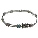 Sterling Silver Multi Gemstone Flower Tennis