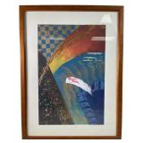 Framed Lee White Mixed Media Acrylic Painting