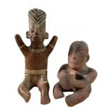 2 Pre Colombian Style Terracotta Figural Statues