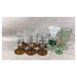Vintage Amber Beehive Wine Glasses, Depression