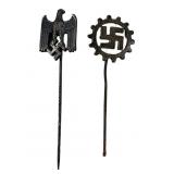 2 WWII GERMAN THIRD REICH STICK PINS