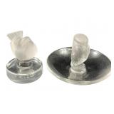 Vintage Signed Lalique Frosted Ring Dish &